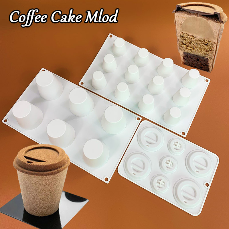 3d Cốc Cà Phê Mousse Khuôn Bánh Cà Phê Silicon Khuôn Socola Trang Trí Bánh Dụng Cụ Nướng Bánh