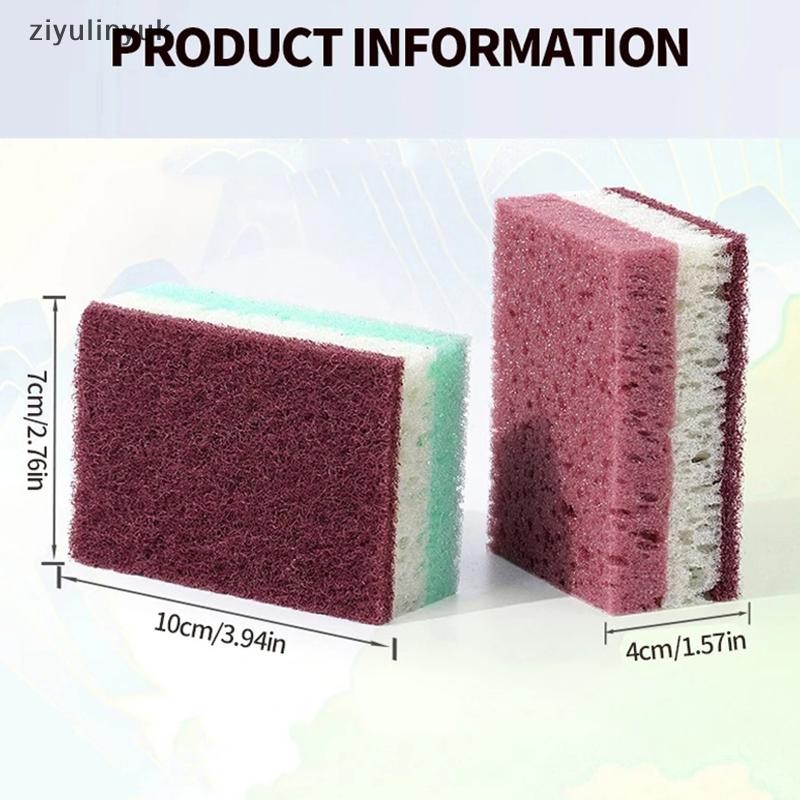 Ziyulinyuk 5 / 10 Chiếc Vải Làm Sạch Bọt Biển Mật Độ Cao Vải Rửa Bát Không Gọn Nhà Bếp Và Phục Vụ Đồ Dùng Bàn Chải Xốp Cho Nồi Bát EN