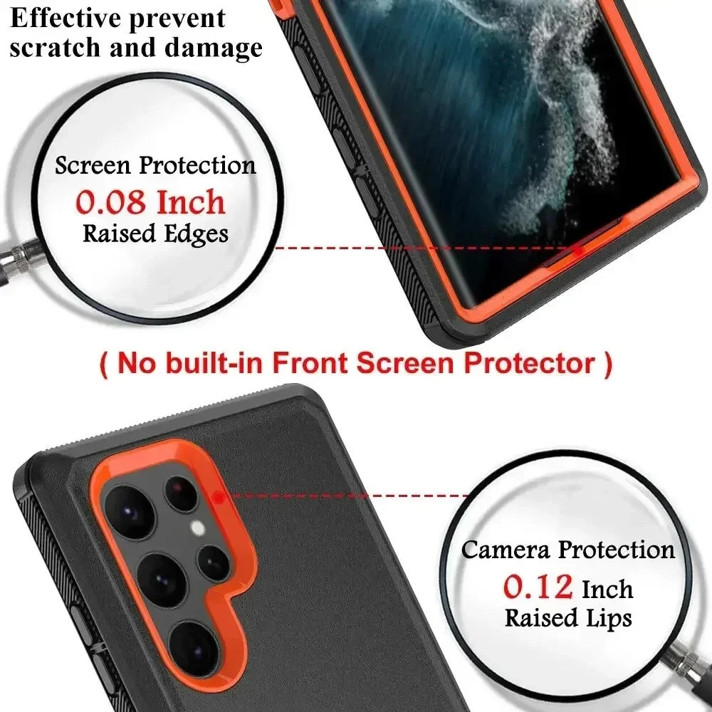 Vỏ giáp chắc chắn 3IN1 có kẹp cho Samsung Galaxy S26 S25 S24 S23 Ultra Plus FE A06 A16 A55 A35 A25 A15 5G PC + TPU Otter Cover Box