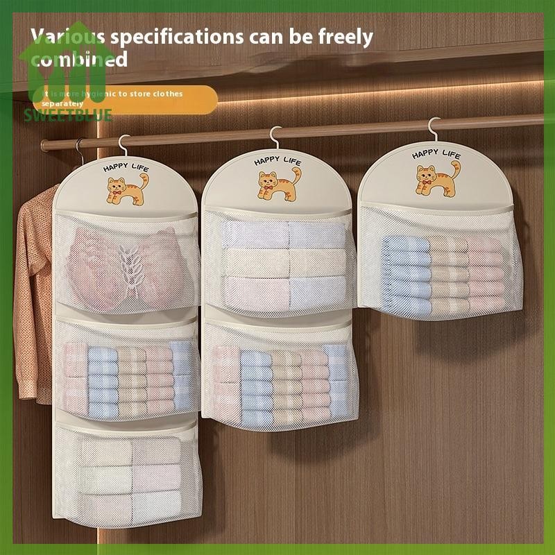 SWEET 2 / 3 Lớp Dung Tích Lớn Túi Lưới Bảo Quản Quần Lót Tất Túi Bảo Quản Tủ Quần Áo Thoáng Khí Tổ Chức Có Móc Treo Quần Áo n