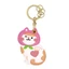 QEARY Fruit Kitty Access Card Holder, Maneki-neko Leather Fortune Cat Pendant Keyring, Tuxedo Cat Orange Flower Lovely Access Control Card Mặt dây chuyền Keyfob