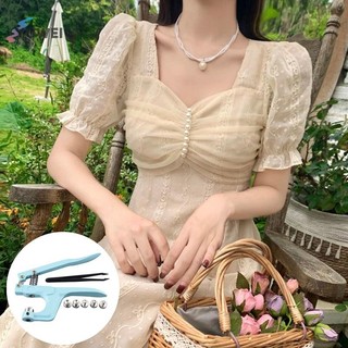 YOWEI Ngọc Trai Thiết Lập Máy Dụng Cụ 5 Kích Cỡ Hạt Nhựa Vải Ngọc Trai Cố Định Hướng Dẫn Sử Dụng Máy Bấm Cho May DIY Phụ Kiện VN