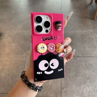 Hoạt Hình Dễ Thương 3D Đen Than Bóng Bánh Quy Vuông Silicon Ốp Lưng Điện Thoại iPhone 17Promax 16Promax 16Pro 11 12 13 14 15 Pro Max 15Plus Chống Sốc Nữ Điện Thoại Di Động