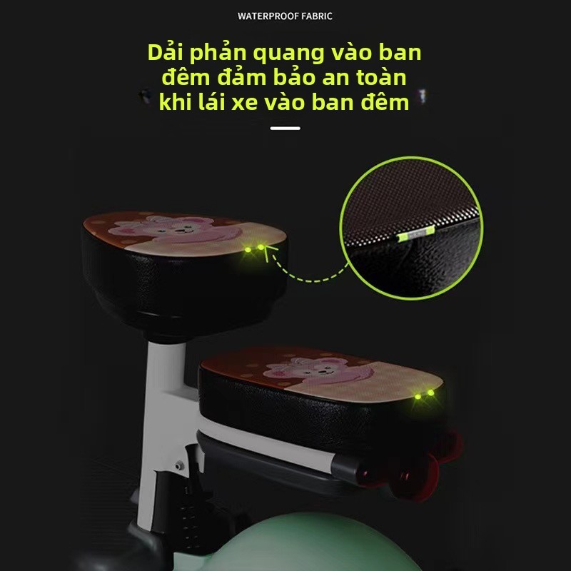Bọc đệm xe máy điện（Hình ảnh gấu）- Sử dụng vật liệu PU mới Bảo vệ ghế của bạn rất tốt Vỏ yên xe đạp điện