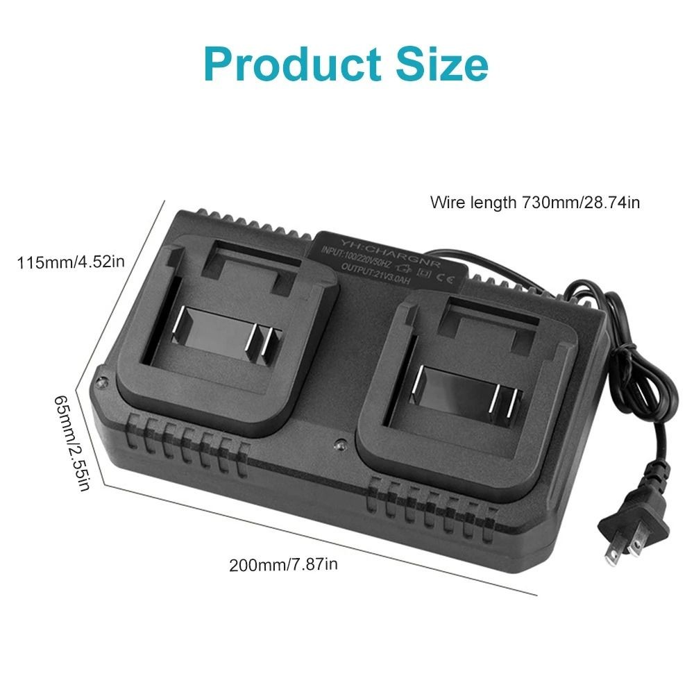 YMIFI 1 Bộ Sạc Nhanh Pin Lithium, 2 Cách EU / US Cắm Pin Sạc, Phụ Kiện Dụng Cụ Sạc Nhanh 3A Cho Makita 18V 21V Pin BL1415 / 1815 / 1830 / 1850