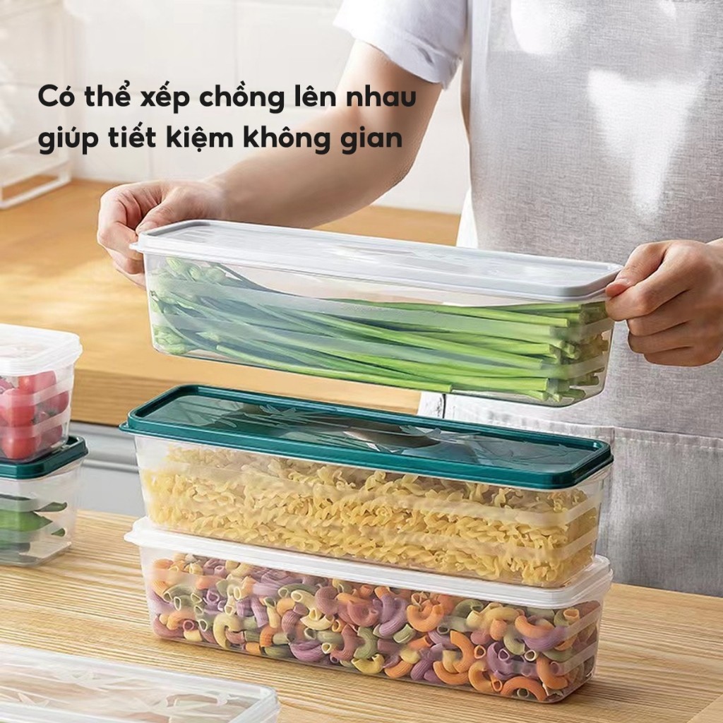 Hộp nhựa đựng thực phẩm tủ lạnh, Hộp trữ đông bảo quản rau hoa quả mì đồ ăn nhựa an toàn sức khoẻ - FE123