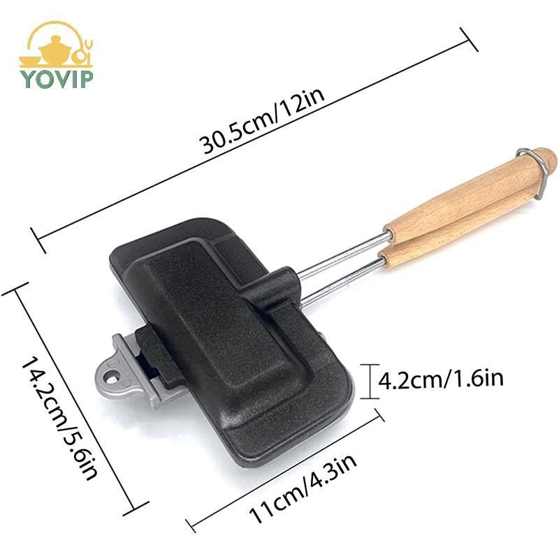 YOVIP 1 Chảo Sandwich Hai Mặt Chống Dính Di Động Có Thể Gập Lại Nướng Chiên Chảo Cho Bánh Mì Nướng Máy Ăn Sáng Máy Làm Bánh Pancake VN