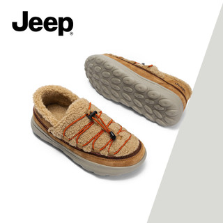 Giày bốt tuyết lót lông cừu hợp thời trang ngoài trời JEEP dành cho nữ mùa đông, lông giả ấm áp, đế dày, giày Cotton phồng trượt