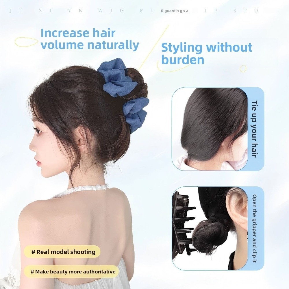 Kẹp vuốt tóc và nơ tổng hợp với tóc giả ruy băng đen lông tơ cho nữ