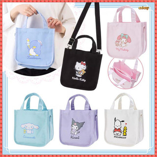 Túi xách Nhật Bản Kuromi Hello Kitty Hoạt Hình In Hình Túi Vải Dễ Thương Một Vai Messenger Túi Kép Sử Dụng