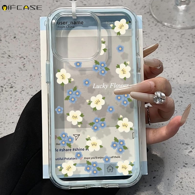 Dành Cho Redmi Turbo 4 Pro 3 13C 13R K80 K70 K60 Pro K50i Ốp Điện Thoại 2 Trong 1 Gradient Xanh Trắng Hoa Hoa Đơn Giản Chống Sốc Trong Suốt Vỏ Mềm Ốp Lưng