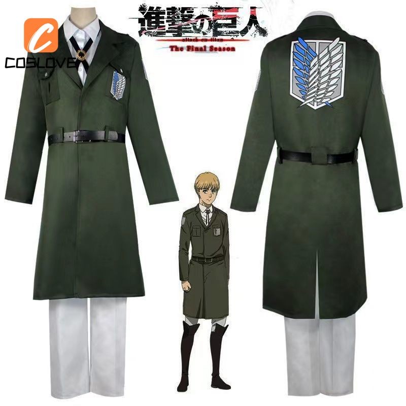 Trọn bộ trang phục cosplay Levi và Eren mùa 4 Attack on Titan - Đồng phục quân đội dài tay