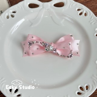 Handmade Pha Lê Nơ BB Kẹp Tóc Sang Trọng Phụ Kiện Tóc Thú Cưng Cho Maltese Yorkie Thú Cưng Kẹp Tóc