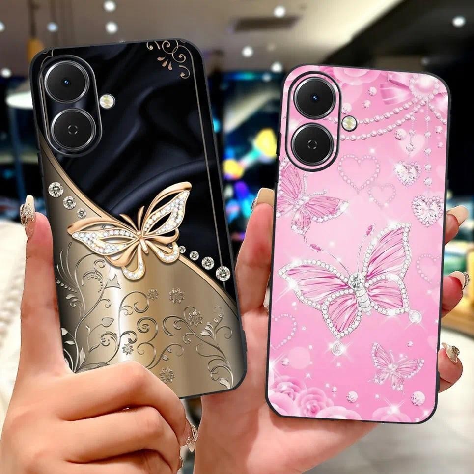6.67 "Dành Cho Tecno Spark GO 2 KM4 SparkGO GO2 Ốp Điện Thoại Hoa Bướm Sang Trọng Nữ Tính 2D In Vỏ Mềm Trong Suốt TPU Ốp Lưng