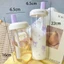 Bình Nước IAPPORTUNIA, Cốc Rơm Nơ Dung Tích Lớn, Cốc Nhựa 500ml Dễ Thương Trà Bong Bóng Cà Phê