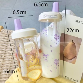 [Giao hàng từ Việt Nam] Cốc Rơm NOOKSTORY, Bình Nước Nơ Nhựa, Đồ Uống 500ml Cốc Cà Phê Dung Tích Lớn Trà Bong Bóng Cà Phê