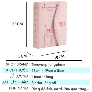 Sổ Đựng Card Binder Lông A5 Trái Tim Y2K Album Ảnh Idol Xinh Timo VPBL40