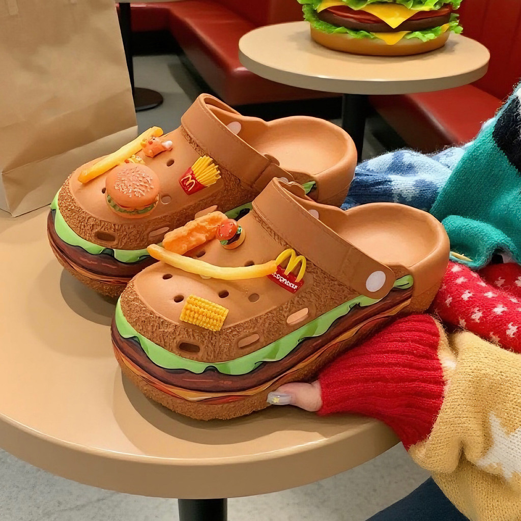 Thích hợp cho Crocs Bánh mì kẹp thịt ba chiều Giày khoai tây chiên Pháp Phụ kiện giày tự làm có lỗ có thể tháo rời Khóa giày trái tim cô gái Đồ trang trí vui nhộn Giày giác quan cao cấp Hoa Busch Khóa giày Zhibixing ins Giày hoa