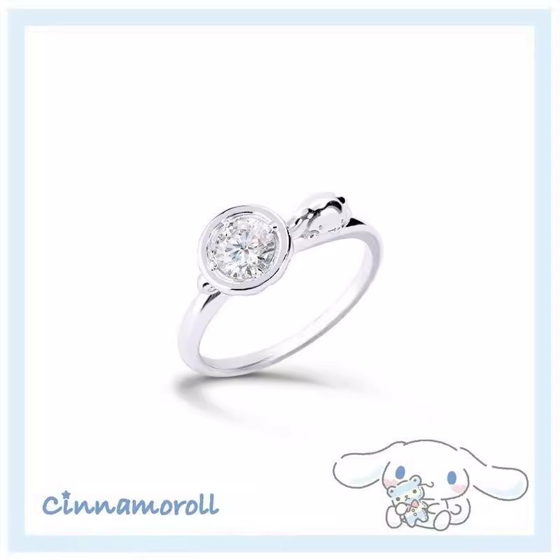 Cinmamoroll Moissanite Series Chó Lớn Hạnh Phúc Cà Phê Đơn Nhẫn Kim Cương Thời Trang Cao Cấp Phụ Kiện Tay
