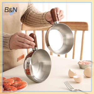 B & N Nồi một người Bát inox Tay cầm bằng gỗ óc chó Salad trái cây Bát sữa chua Dụng cụ nấu ăn sáng Nhà hàng nhà bếp.