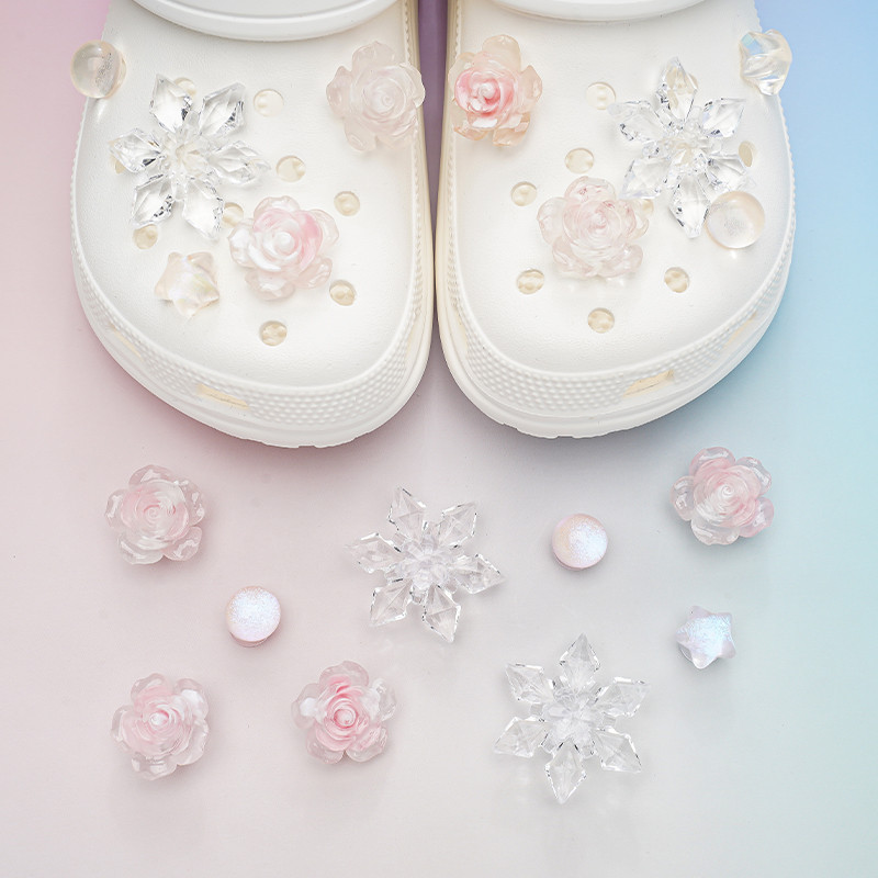 Thích hợp cho Crocs: phụ kiện hoa pha lê, bông tuyết, hoa lỗ cao cấp, có thể tháo rời, phong cách Zhibixing, Busch