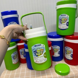 Binh giữ nhiệt quai xách Be cool, bình nước đá dung tích 1000ml - 1500ml - 2000ml nhiều màu sắc - Hùng Home