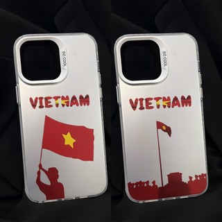 Ốp điện thoại cờ đỏ Việt Nam cho iPhone 11 / 16 thương hiệu iPhone 12 / 13 / 14 15 pro max IMD Vỏ bảo vệ chống rơi và chống sốc bằng bạc đầy màu sắc IMD