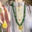 Mặt Dây Chuyền Handmade Phong Cách Dân Tộc, Giả Ngọc Đính Hạt, Màu Xanh - Vòng Cổ Dài VN