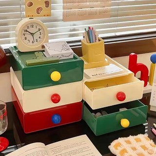[3-5 Ngày Đến] Hộp Bảo Quản Màu Dopamine Hộp Đựng Nhựa Cho Ngăn Kéo / Bàn Làm Việc, Hộp Đựng Mỹ Phẩm & Trang Sức Đa Năng, Thiết Kế Nhỏ Gọn 1 / 2 / 3 Gói
