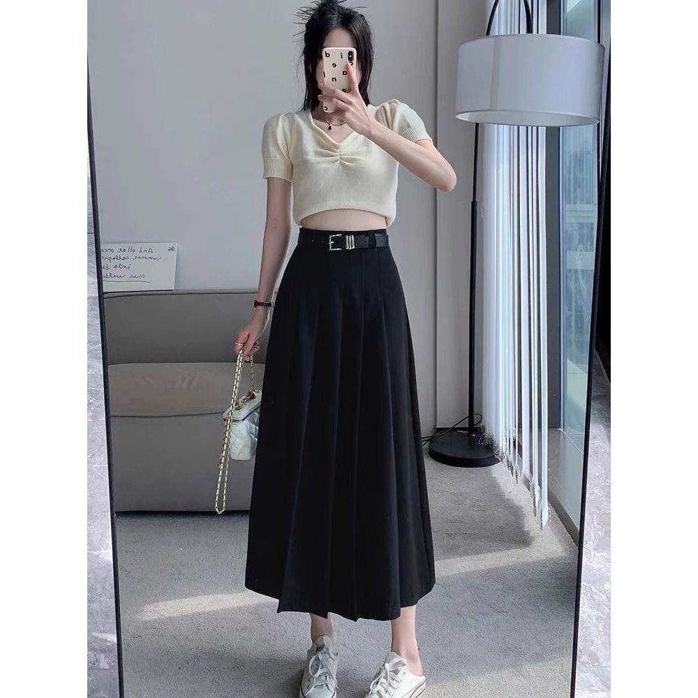 Chân váy dài xếp ly phong cách hàn quốc hot trend dáng dài ~90cm chất vải vitex cao cấp CV05B