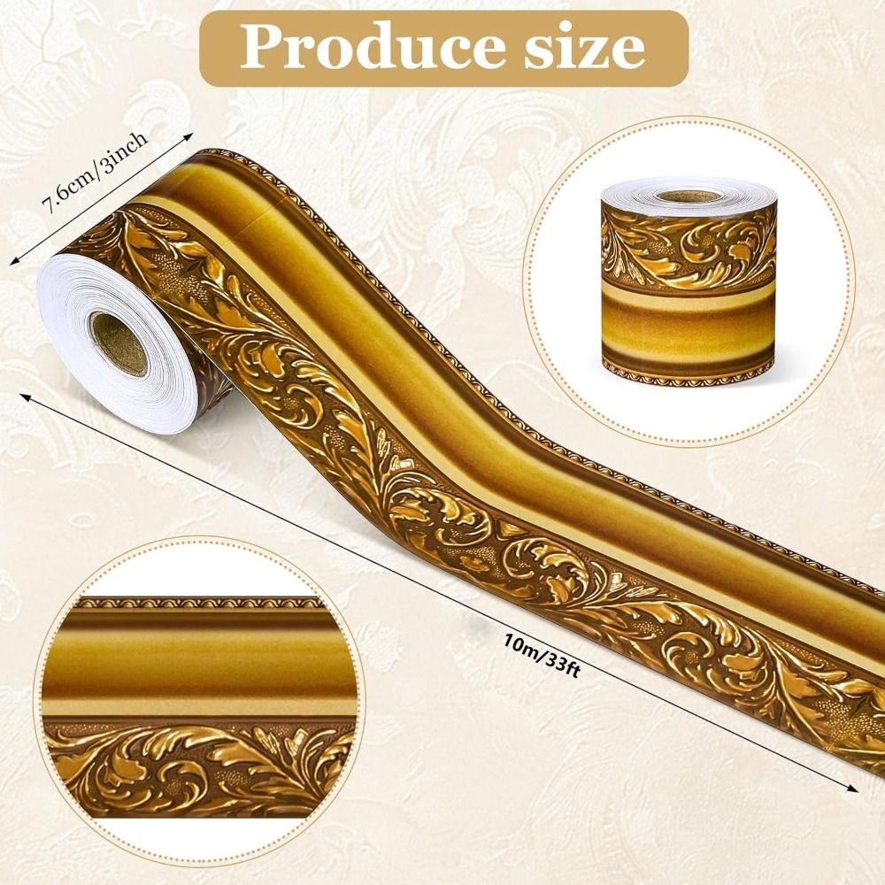 Nhãn dán viền áp phích AWNGD, Nhãn dán trang trí viền tự dính cổ điển, Khung ảnh DIY màu vàng thời trang Trang trí tiệc