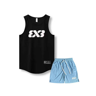 3x3 Basketball Vest Shorts 4 Pants American Sports Suit Summer Quick-Drying Breathable Vest below the Knee Tide Shorts 72QS