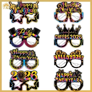 Littleloves1 2026 Kính Giấy Năm Mới 6 / 12 Chiếc Lễ Hội Đêm Giao Thừa Kính Dự Tiệc Vui Nhộn Đạo Cụ Ảnh Tiệc Đêm Trang Trí Kích Thước Đa Năng EN