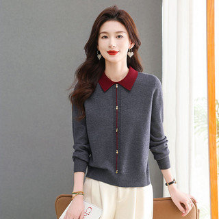 Áo Len Polo Dệt Kim Cho Nữ, Thu Đông Phong Cách Hàn Quốc