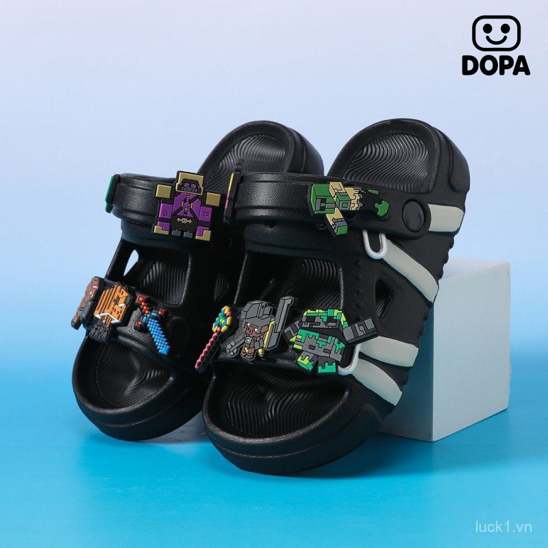 Hoạt Hình Minecraft Dép Trẻ Em Mùa Hè Phong Cách Mới Giày Sandal Bé Trai Dép Chống Trơn Trượt Đế Mềm Cha Mẹ-Con Giày Lật Ngoài Trời