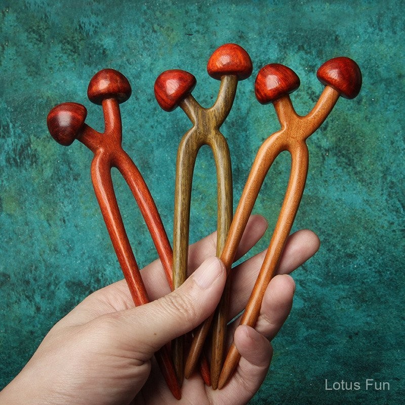 Handmade Gỗ Đàn Hương Trâm cài tóc Hình Chữ u Nấm Kẹp Tóc Phong Cách Trung Hoa Mới Cao Cấp Cảm Giác Thu Đông Phong Cách Cổ xưa Kẹp Tóc Phong Cách Trung Hoa