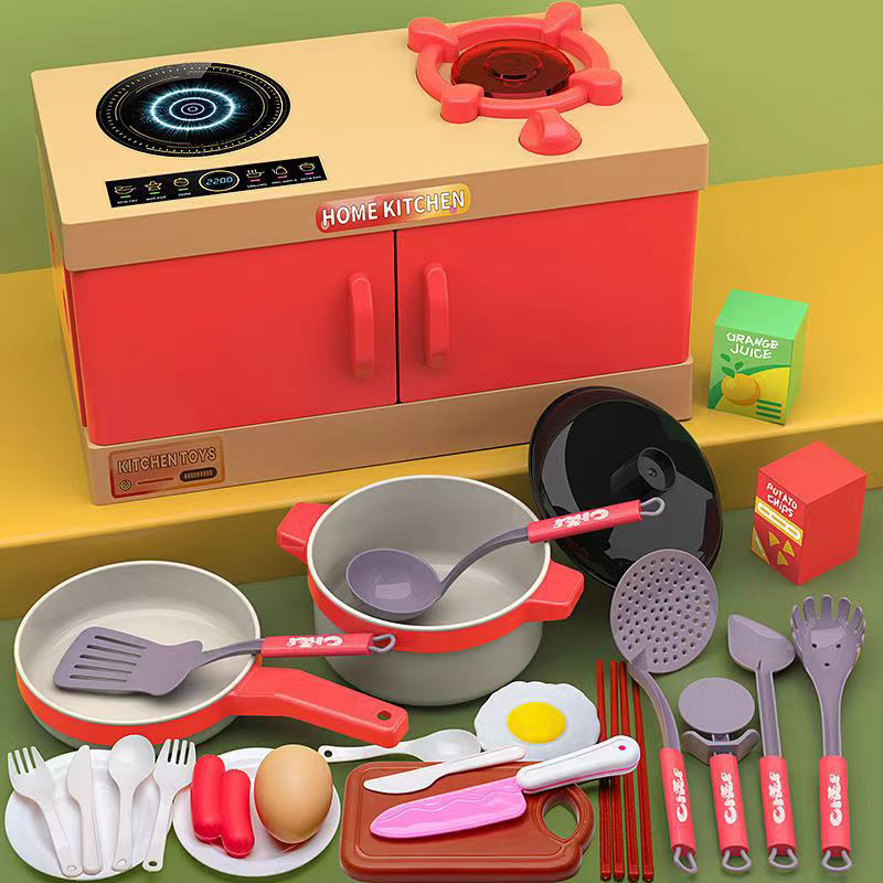 【SKISOPGO】Đồ chơi nhà bếp，Đồ chơi nấu ăn，Puzzle đồ chơi trẻ em，Bộ đồ chơi nấu ăn nhà bếp，Bếp nấu ăn Cosplay Đồ chơi
