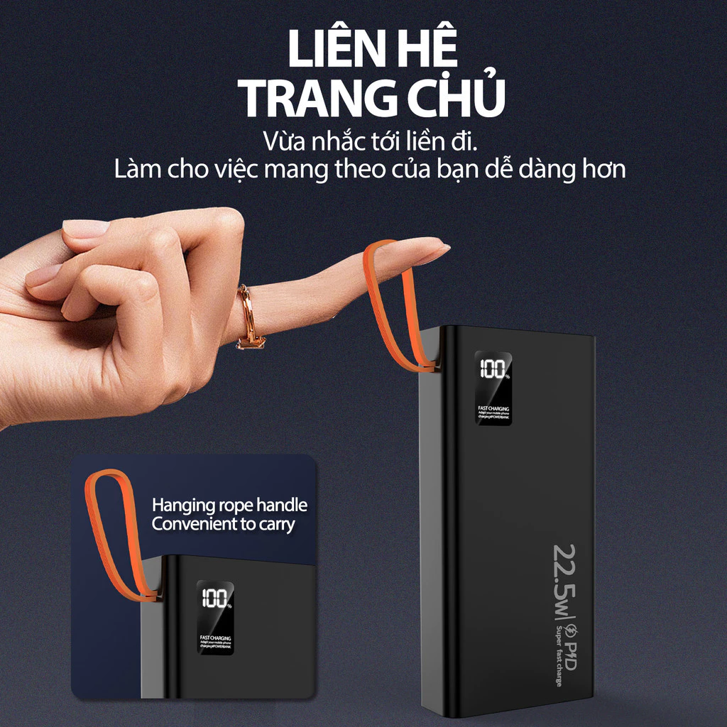 Bộ sạc dự phòng mini GOOJODOQ Bộ sạc nhanh 22,5w Màn hình nguồn LED 20000mAh có chế độ đèn pin