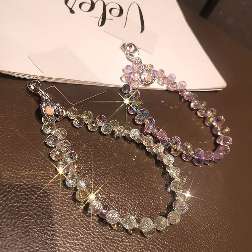Sang Trọng Vòng Tay Kim Cương Tím Xanh Trong Suốt, Vỏ Điện Thoại Di Động, Dây Đeo Cổ Tay Nữ, Móc Khóa Chống Mất, Bền, Phù Hợp Mọi Mẫu