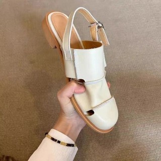 Giày Xăng đan đế bằng quai ngang bít mũi nữ Size Lớn