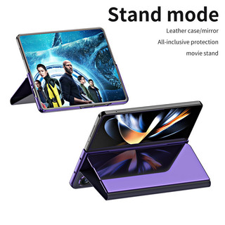 Ốp Lưng Lật Gương Samsung Galaxy Z Fold 6 Z Fold 5 Z Fold 4 Z Fold 3 / 2 Giá Đỡ Da Pu