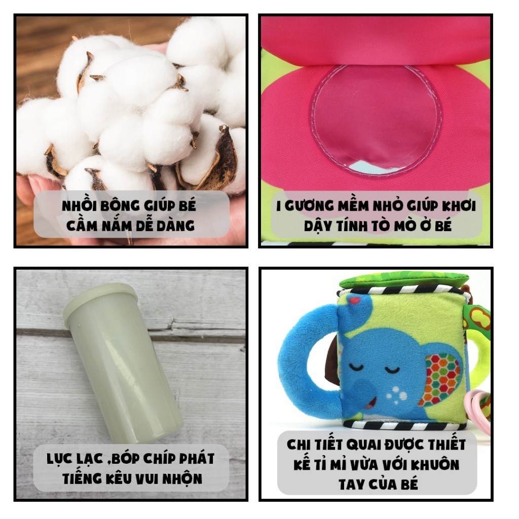 Đồ Chơi Montessori Khối Xúc Xắc Vải Luyện Kỹ Năng Nhiều Chủ Đề