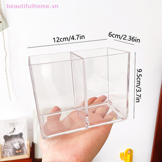 [Beautifulhome] Hộp trang điểm ba lưới trong suốt Bàn chải trang điểm Xô đựng mỹ phẩm Dụng cụ sắp xếp bàn học sinh [làm đẹp]