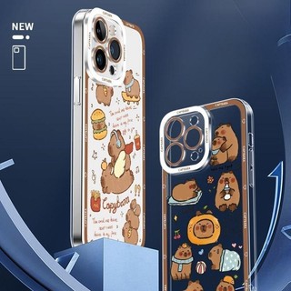 Ốp Điện Thoại Cho iPhone 12 13 Pro Max Mini 15 Nắp Capybara Anime Hoạt Hình TPU Mềm Trong Suốt Dễ Thương