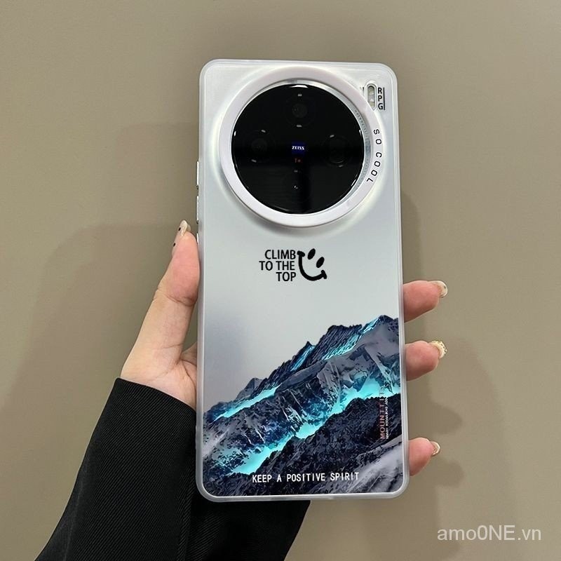 Trường hợp đối với Vivo x100 Pro Aurora Lava tuyết núi Acrylic Frosted Laser trở lại tấm Drop-proof chịu mài mòn máy ảnh ống kính bảo vệ Vivo x100 rche