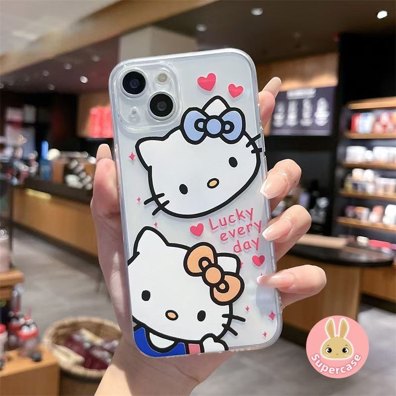 Dành Cho iPhone 16 15 Pro Max 14 Plus 13 12 Mini 11 Pro Max X XR XS Max 8 7 6 6s Plus SE2 SE3 Hai Vỏ Điện Thoại Pochacco Hoạt Hình Hai Vỏ Mềm Trong Suốt Hello Kitty Đầu To Dễ Thương