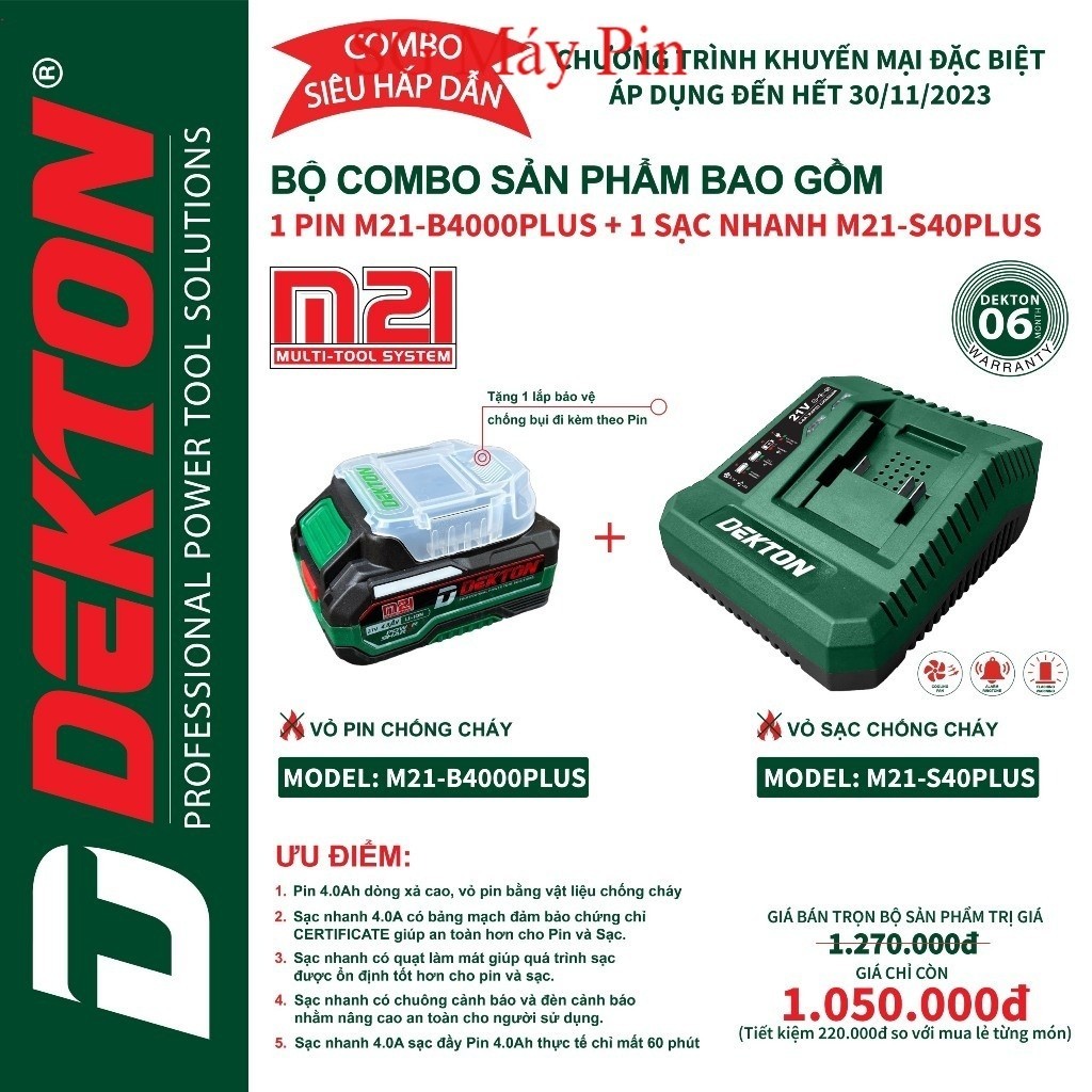 PIN DEKTON M21GEN 2 PRO-Pin 2Ah-2.5Ah-4Ah-5Ah-6Ah Plus và Sạc S25FPA ...