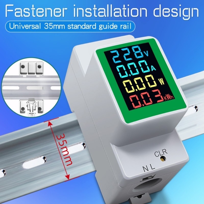 Máy đo năng lượng một pha kỹ thuật số Bộ đếm điện AC50-300Volt 100A Đồng hồ đo điện
