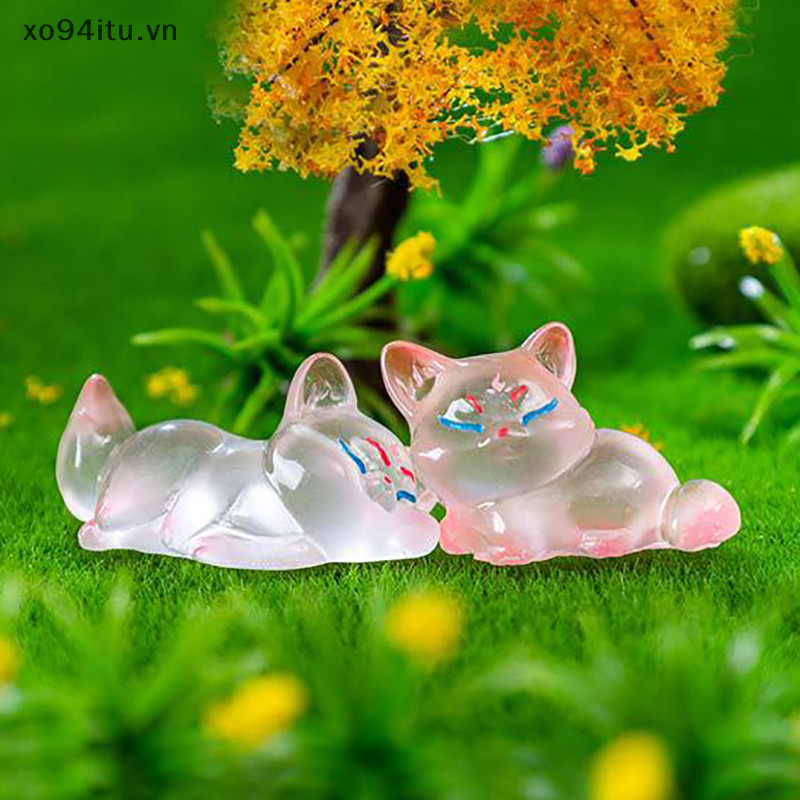 XOITU Hoạt Hình Dễ Thương Dạ Quang Nhỏ Cáo Micro Đồ Trang Trí Thu Nhỏ Các Bức Tượng Nhỏ Sáng Tạo DIY Trang Trí Nhà Phụ Kiện Quà Tặng VN