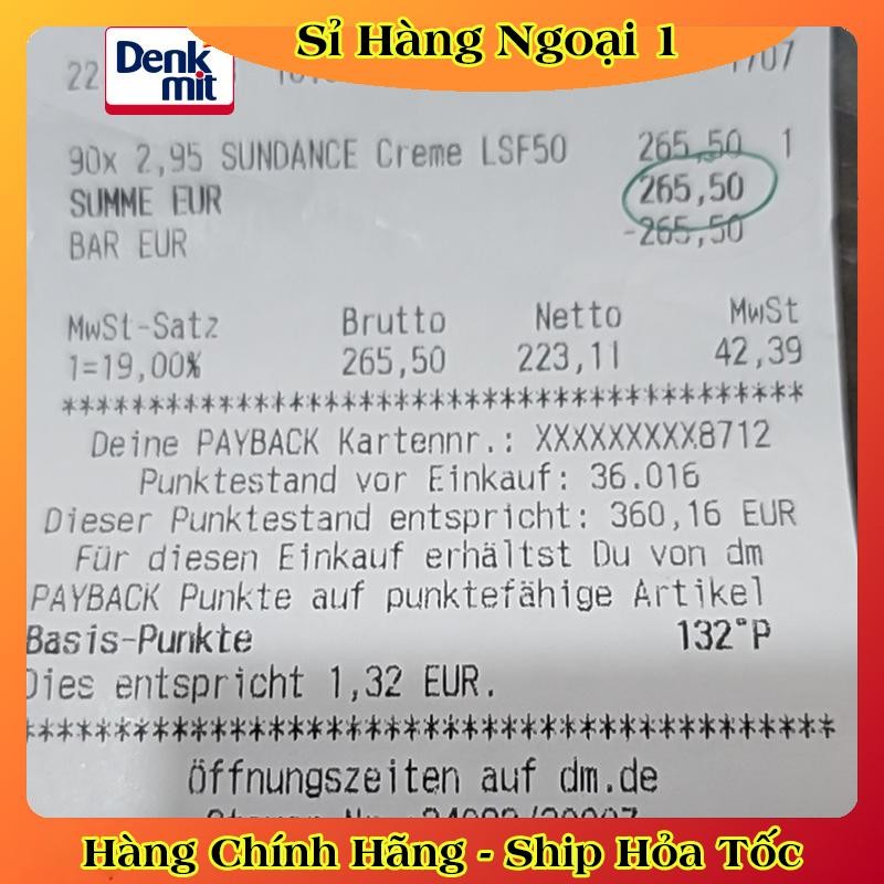 Bộ Kem chống nắng,kem nhả nắng Sundance  Đức - Date mới Đủ Bill